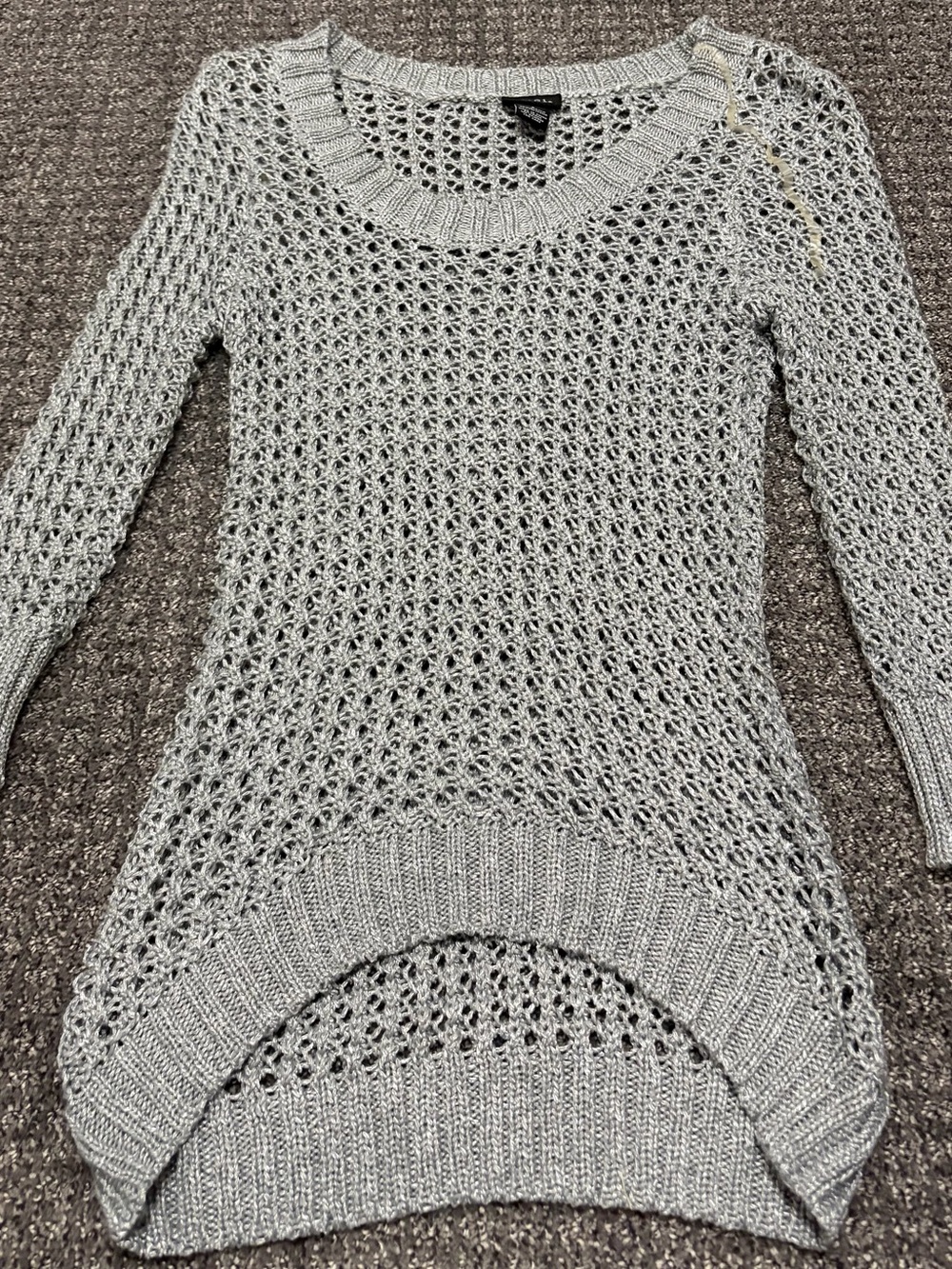 Light Gray Open-Knit Women's Sweater